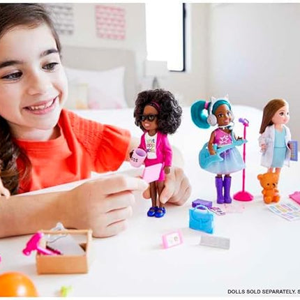 Barbie Chelsea Can Be Playset with Brunette Chelsea Rockstar Doll (6-in), Guitar, Microphone, Headphones, 2 VIP Tickets, Star-Shaped Glasses, Great Gift for Ages 3 Years Old & Up