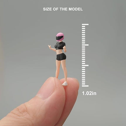 Painted Figure 1:64 Scale Mini Model Trains Architectural Plastic People Figures Standing Female Racer Figure Model,Suitable for Miniature Scenes(64230B)