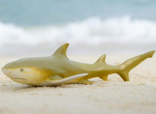 Gemini&Genius Marine Animal World Toy Lemon Shark Ocean Shark Action Figure Sea Animal Great White Shark Action Figure Soft Rubber Toys Role Play Swimming Pool Beach Bathing Toys for Kids