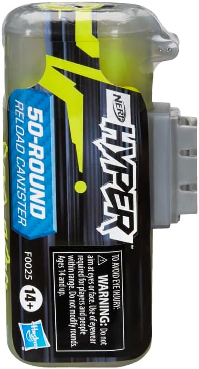 Nerf Hyper 50 Round Refill Canister, Includes 50 Hyper Rounds and Reload Canister, Attaches to Hyper Blasters, Gifts for Teens