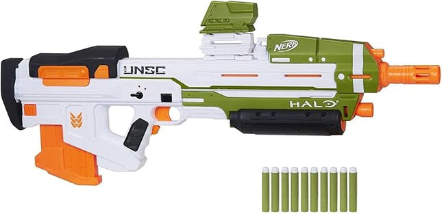 Nerf Halo MA40 Motorized Dart Blaster - Includes Removable 10-Dart Clip, 10 Official Nerf Elite Darts, and Attachable Rail Riser