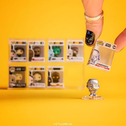 Funko Bitty POP! Star Wars - Leia, 4-Pack - Princess Leia, R2-D2, C-3PO and A Surprise Mystery Mini Figure - 0.9 Inch (2.2 Cm) Collectable - Stackable Display Shelf Included - Gift Idea