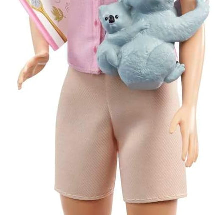 Barbie Careers Doll & Accessories, Zoologist Wearing Removable Outfit with Hat, Clipboard & Koala Figure That Can Hold Doll's Arm