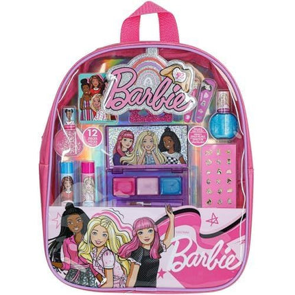Barbie Makeup Filled Backpack Set, Including Lip Balm, Nail Polish, Nail File, Hair Bows, and Other Accessories, Ages 3+ for Parties, Sleepovers and Makeovers, by Townley Girl