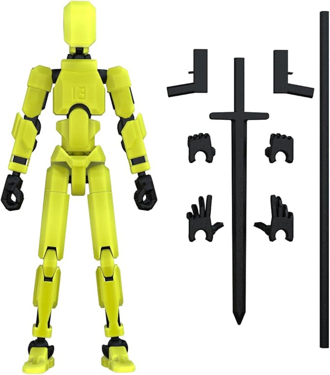 MerryXD T13 3D Action Figure,Assembly Completed Dummy Nova Titan Lucky 13 Action Figure 3D Printed Multi-Jointed Movable Toy Grow in The Dark Yellow