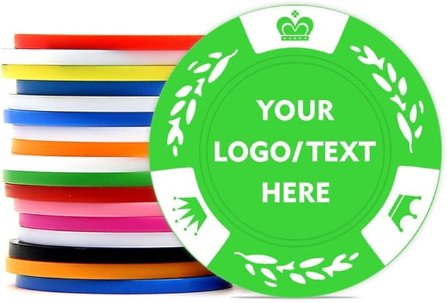 100 Personalized Poker Chips, Print with Your Text and Logo, Suitable for Corporate Event, Poker Night, Card Club, Board Game, Party