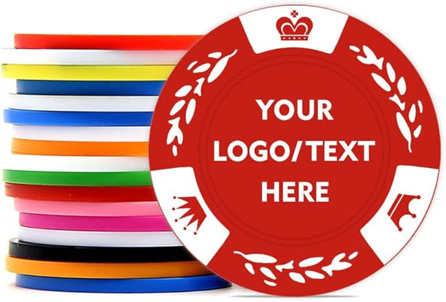 100 Personalized Poker Chips, Print with Your Text and Logo, Suitable for Corporate Event, Poker Night, Card Club, Board Game, Party