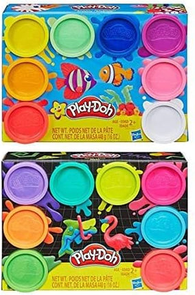 PD Play Doh 8 Pack Bundle: 8 Pack of Rainbow Compound + 8 Pack of Neon Compound