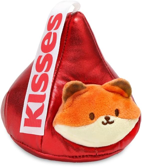 Anirollz Stuffed Animal Plush Toy - Official Hershey Kisses Chocolate Toy Blanket Outfitz Doll | Soft, Squishy, Warm, Cute, Comfort, Safe | Pillow with Fox - Valentine's Day Gift 4" Foxiroll