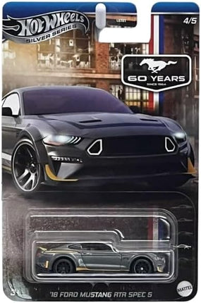 Hot Wheels '18 Ford Mustang RTR Spec 5, Silver Series, 1:64 Scale Diecast, Gray