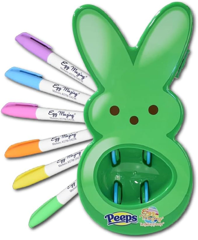 The Eggmazing Egg Decorator - Peeps Bunny - Arts and Craft Set Includes 6 Colorful Quick Drying, Non-Toxic Markers (Green, Ages 3 and Up