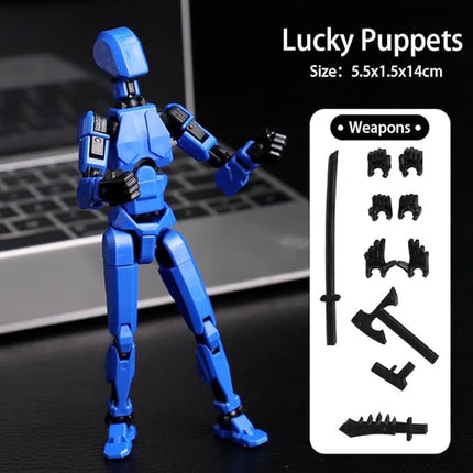 (Assembly Completed 2025 New Titan 13 Action Figure Set,Lucky Robot 13 Action Figure 3D Printed Multi-Jointed Movable,Nova 13 Action Figures,Multiple Accessories (Assembly Completed- Blue)