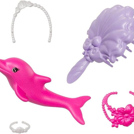 Barbie Mermaid Doll, “Brooklyn” with Pink Hair, Styling Accessories, Pet Dolphin and Water-Activated Color Change Feature, HRP98