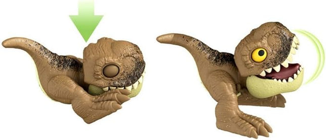 Jurassic World Dominion Uncaged Wild Pop Ups Dinosaur Toys, Collectible Figures, Manually Activated (Brown Tyrannosaurus Rex)