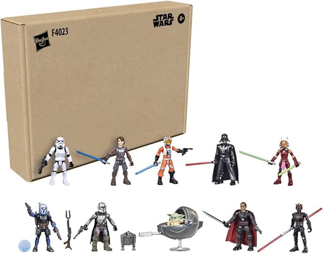 STAR WARS Mission Fleet 2.5-Inch-Scale Action Figure 10-Pack, 19 Accessories, with Darth Vader, Luke Skywalker and Grogu, Ages 4 and Up (Amazon Exclusive)
