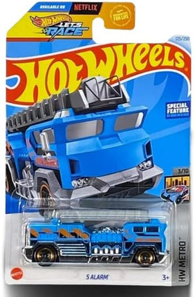 Hot Wheels 5 Alarm Truck Die-Cast Car 1:64 Scale Blue/Silver HW Metro 3/10