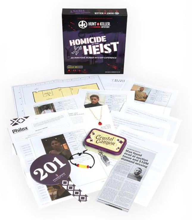 Hunt a Killer: Homicide at The Heist, Solve the Murder of a Brilliant Jewel Thief, Murder Mystery Game for Adults, Perfect for True Crime Fans, Mystery Box for Game Night, Designed 1+ Players Ages 14+