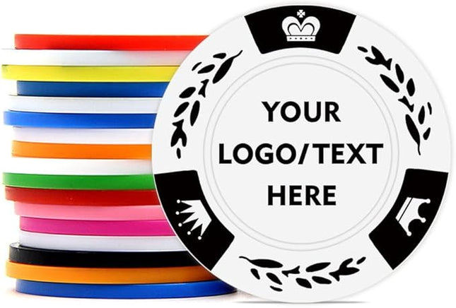 100 Personalized Poker Chips, Print with Your Text and Logo, Suitable for Corporate Event, Poker Night, Card Club, Board Game, Party