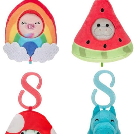 Squishville by Original Squishmallows Style & Play Clips - 4 Pack Mystery Bundle - Clip-On and Link Together - 12 Possibilities Chosen at Random