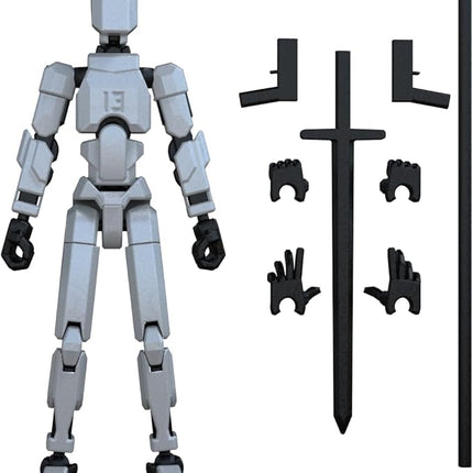MerryXD T13 3D Action Figure,Assembly Completed Dummy Nova Titan Lucky 13 Action Figure 3D Printed Multi-Jointed Movable Toy Silver