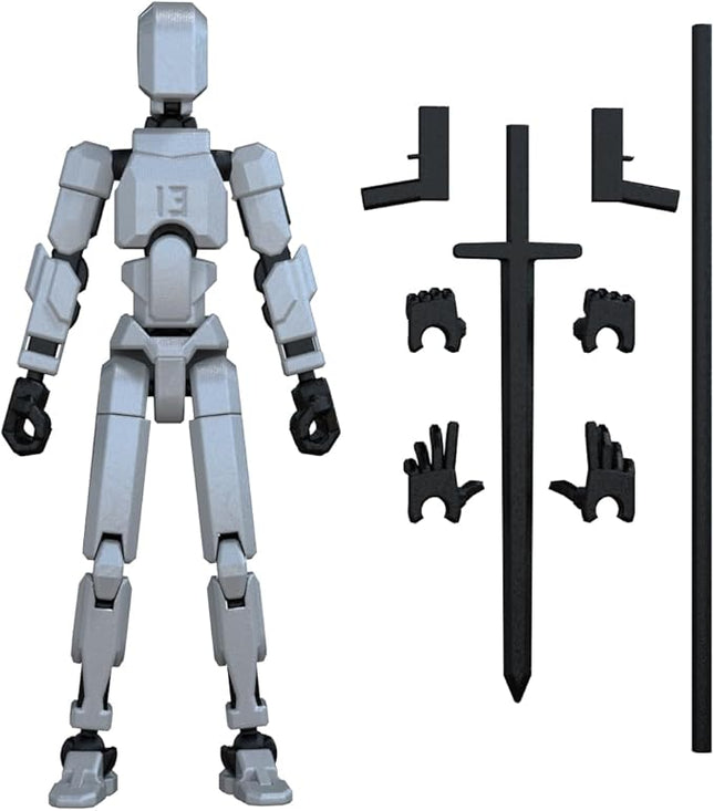 MerryXD T13 3D Action Figure,Assembly Completed Dummy Nova Titan Lucky 13 Action Figure 3D Printed Multi-Jointed Movable Toy Silver