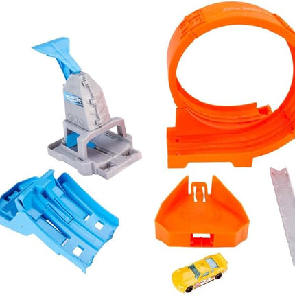 Hot Wheels Toy Car Track Set Loop Stunt Champion, Dual-Track Loop with Double-Car Launcher, Side-by-Side Racing, Includes 1 Toy Car in 1:64 Scale