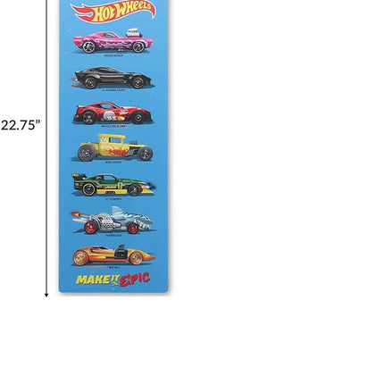 Hot Wheels Car Line-Up Vertical Metal Sign - Large Hot Wheels Wall Art for Kids' Bedroom or Play Room