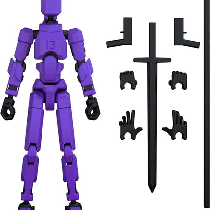 MerryXD T13 3D Action Figure,Assembly Completed Dummy Nova Titan Lucky 13 Action Figure 3D Printed Multi-Jointed Movable Toy Purple