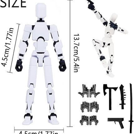 Titan 13 Action Figure, New Robot Action Figure with Accessories 3D Print Multi-Articulated Virtual Robot 13 Action Figure Desktop Decoration (White 1 Piece)