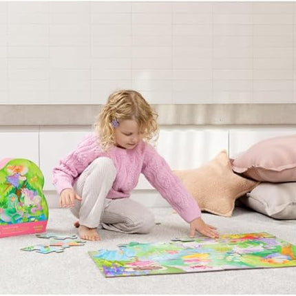 Crocodile Creek 36-Piece Jigsaw Floor Puzzle - Fun Floor Puzzles for Kids Ages 3-5 - Heavy-Duty Shaped Box for Storage - Magical Friends - 24" W x 18" H Finished
