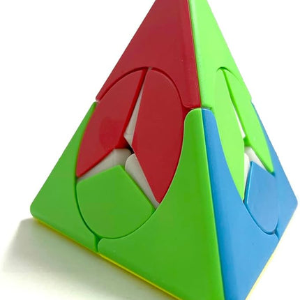 Pyraminx Magic Cube, Stickerless 2x2 Pyramid Speed Cube Creative Triangle Cube Puzzle Toys, Brain Teaser Puzzles (Windmill Pyramid)