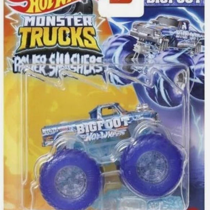 Hot Wheels Monster Trucks Bigfoot 2024, Power Smashers 1:64 Scale, Crushed Car Included