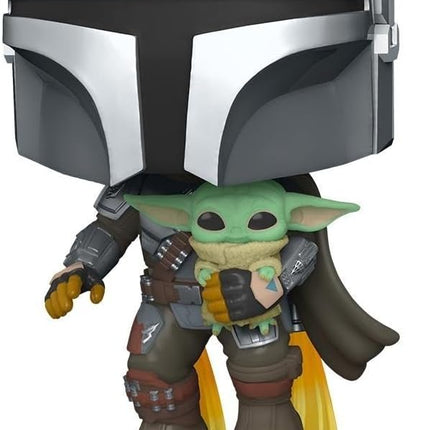 Funko Pop! Star Wars: The Mandalorian - Mandalorian Flying with The Child, Grey