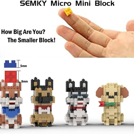 SEMKY Micro Mini Blocks Dog Series Pets Dog 8 in 1 Animal Model Set,(1616Pieces) -Building and Pet Toys Gifts for Kid and Adult