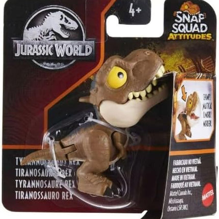 Jurassic World Dominion Uncaged Wild Pop Ups Dinosaur Toys, Collectible Figures, Manually Activated (Snap Squad Attitudes Tyrannosaurus Rex Brown)