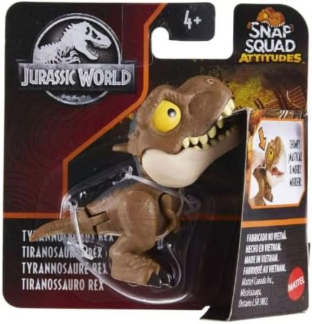 Jurassic World Dominion Uncaged Wild Pop Ups Dinosaur Toys, Collectible Figures, Manually Activated (Snap Squad Attitudes Tyrannosaurus Rex Brown)