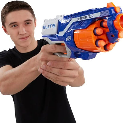 NERF Disruptor Elite Blaster - 6-Dart Rotating Drum, Slam Fire, Includes 6 Official Nerf Elite Darts - for Kids, Teens, Adults (Amazon Exclusive)