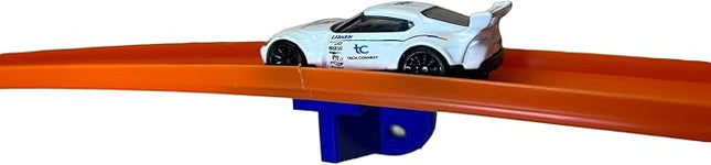 4 Pack Single Lane Wall Mount | Compatible with Hotwheels and Other 1/64 Scale Cars and Trucks (Blue)