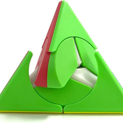 Pyraminx Magic Cube, Stickerless 2x2 Pyramid Speed Cube Creative Triangle Cube Puzzle Toys, Brain Teaser Puzzles (Windmill Pyramid)