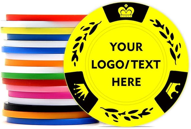 100 Personalized Poker Chips, Print with Your Text and Logo, Suitable for Corporate Event, Poker Night, Card Club, Board Game, Party