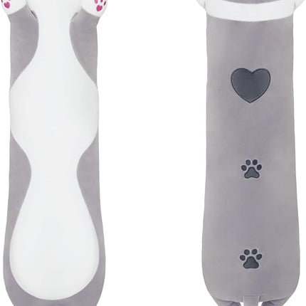 Long Plush Toy Cat Pillow Cute Plush Cat Toy Doll Stuffed Animal Cat Hugging Pillow for Sleeping Gift for Kids and Girls(Gray,50cm/19.6in)