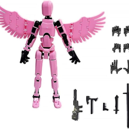 WEAREWE 4PCS Action Figures Set 13 Luck 13 Action Figure Multi-Jointed Movable Toy for Kids (Wing-Pink)