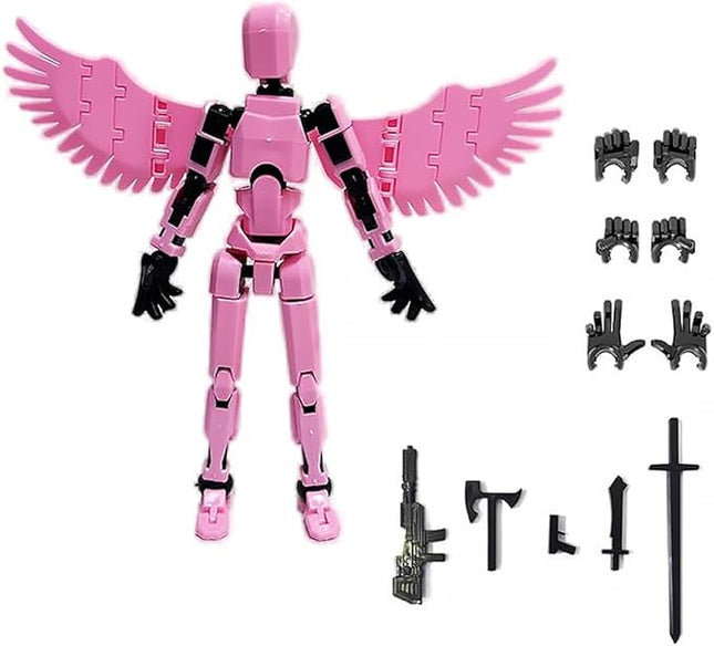 WEAREWE 4PCS Action Figures Set 13 Luck 13 Action Figure Multi-Jointed Movable Toy for Kids (Wing-Pink)