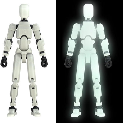MerryXD T13 3D Action Figure,Assembly Completed Dummy Nova Titan Lucky 13 Action Figure 3D Printed Multi-Jointed Movable Toy Grow in The Dark White