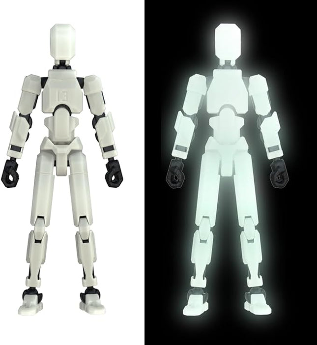MerryXD T13 3D Action Figure,Assembly Completed Dummy Nova Titan Lucky 13 Action Figure 3D Printed Multi-Jointed Movable Toy Grow in The Dark White
