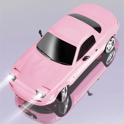 LD1804 RC Drift Car 1:18 Scale Mini MX-5 RWD 2.4GHz Miata RC Vehicles with Gyro and LED Lights for Adults Hobby Toys (Pink)