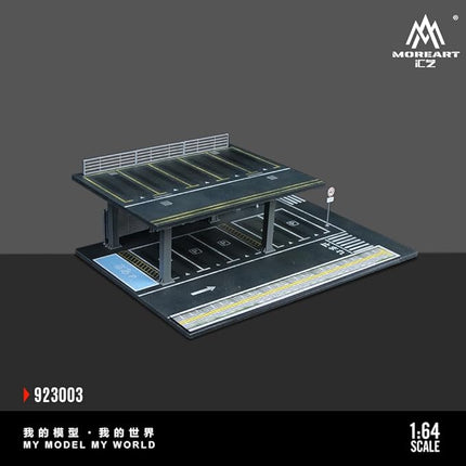 Steel Structure Parking Platform Diorama 1:64 Scale with LED Lighting – Double-Level Car Display for Hot Wheels, MiniGT, Matchbox – Urban Garage Scene – 30x20x10 cm