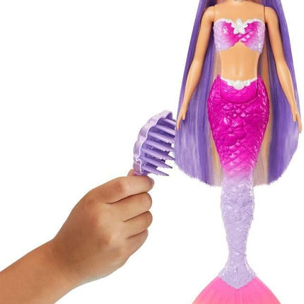 Barbie Mermaid Doll, “Malibu” with Pink Hair, Styling Accessories, Pet Dolphin and Water-Activated Color Change Feature (Amazon Exclusive)
