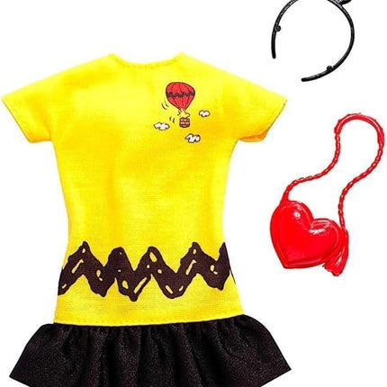 Barbie Fashion Peanuts Character Outfit Set – Bundle of 4 Clothing Packs with Accessories | Fits Most Dolls | Snoopy & Friends Themed Wardrobe | Ages 3+