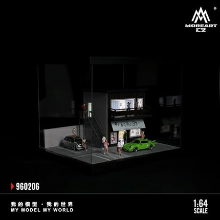 Street Scene Assembly Series 06 Diorama 1:64 Scale with LED Lighting and Acrylic Cover – Diecast Car Display for Hot Wheels, Matchbox, MiniGT – Dimensions: 22x19.5x15.5 cm